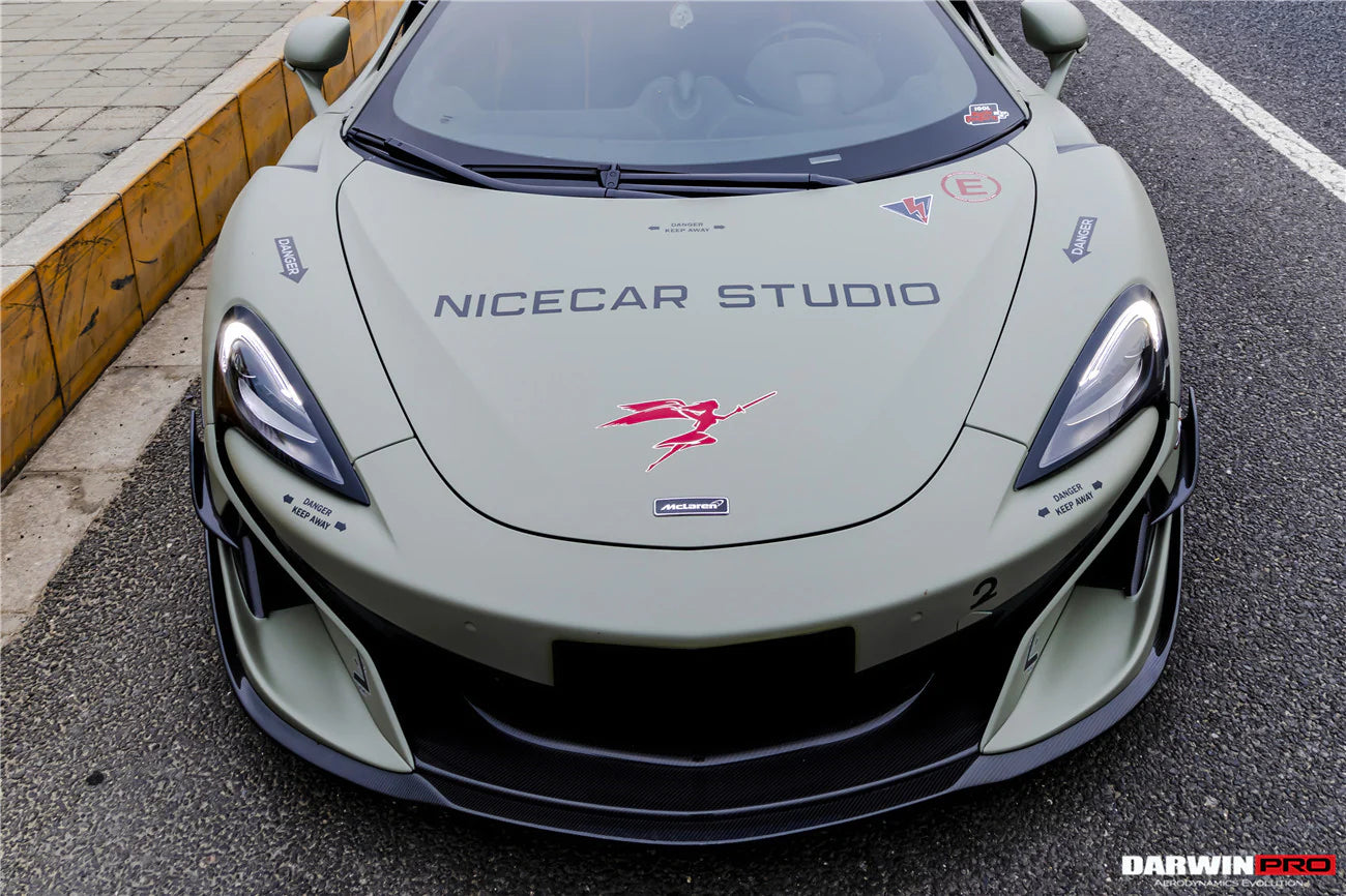 AUTHENTIC DARWINPRO CARBON FRONT LIP for MCLAREN 600LT 570S 2015 - 2021
Set includes:

Front Lip
Material: Carbon

NOTE: Professional installation is required