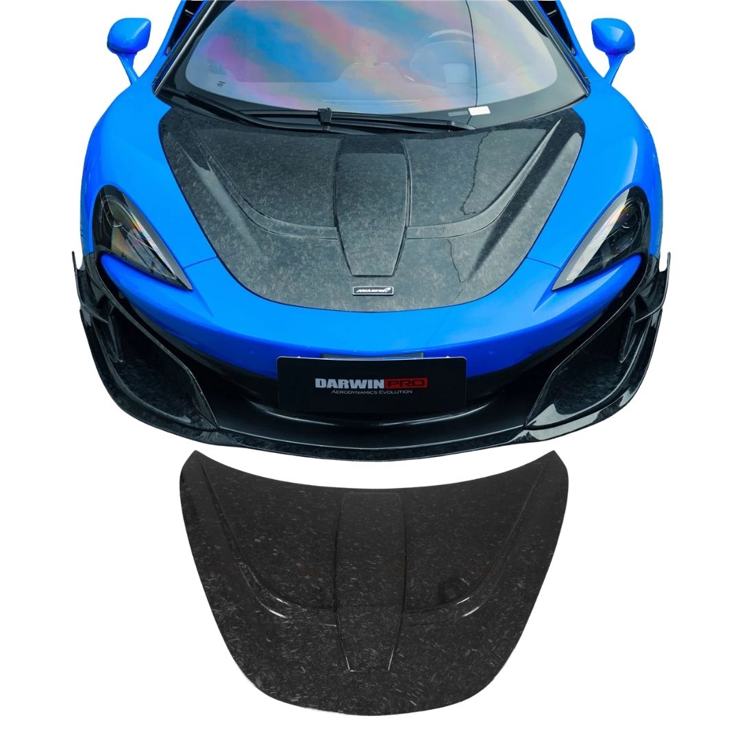 AUTHENTIC DARWINPRO CARBON HOOD BONNET BKSSII for MCLAREN 540C 570S 570GT 600LT 2015 - 2021
Set includes:

Hood Bonnet
Material: Carbon (Can be made in Forged Carbon)

NOTE: Professional installation is required