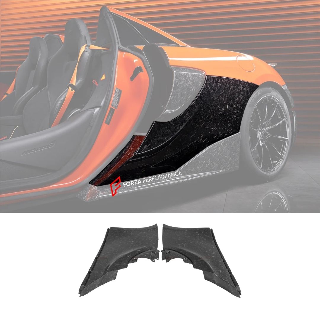 AUTHENTIC DARWINPRO CARBON REAR QUARTER PANEL SIDE SKIRTS for MCLAREN 600LT 2018 - 2021
Set includes:

Rear Quarter Panel Side Skirts
Material: Carbon

NOTE: Professional installation is required