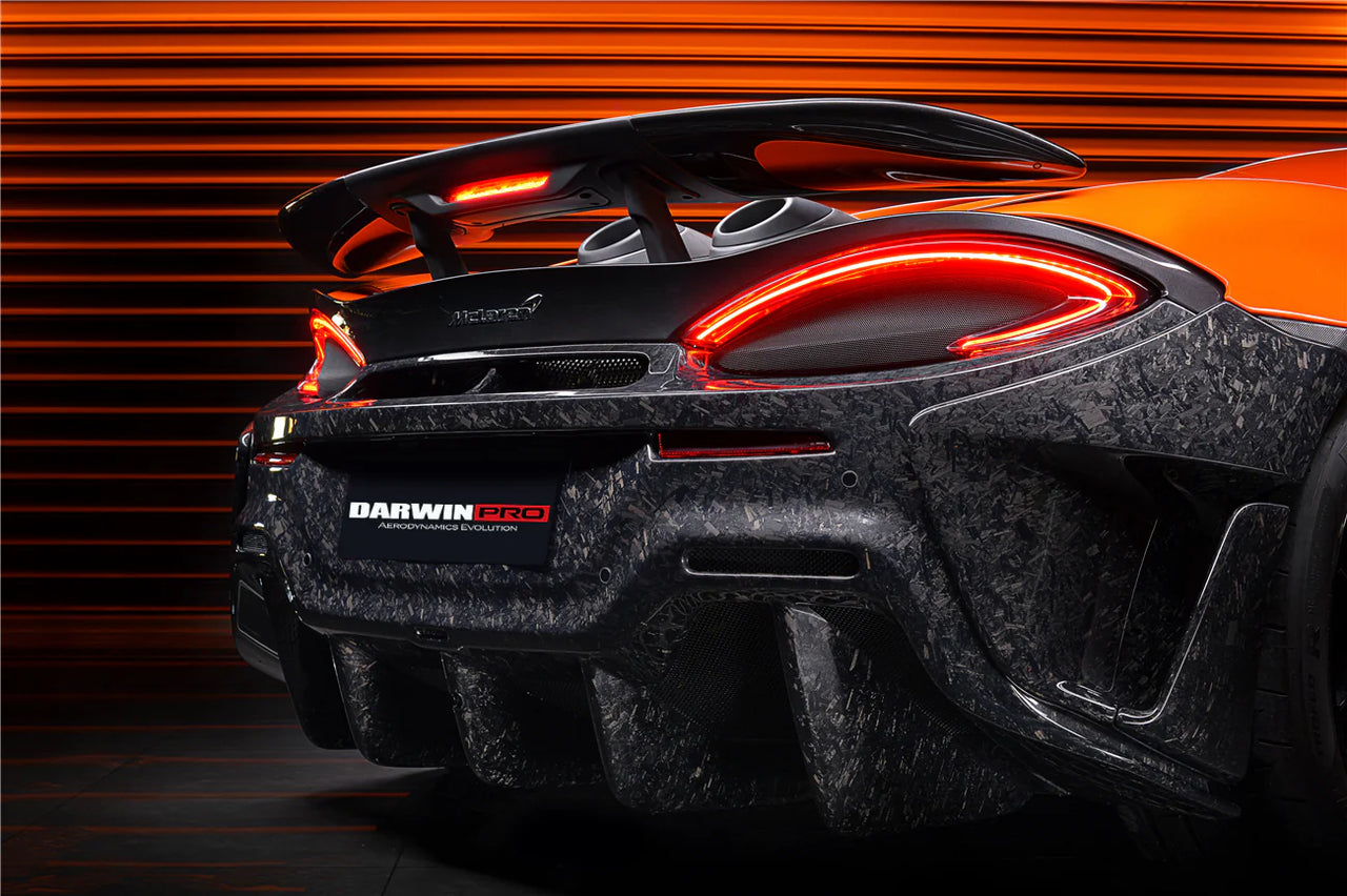 AUTHENTIC DARWINPRO CARBON REAR BUMPER CANARDS for MCLAREN 600LT 2018 - 2021
Set includes:

Rear Bumper Canards
Material: Carbon

NOTE: Professional installation is required