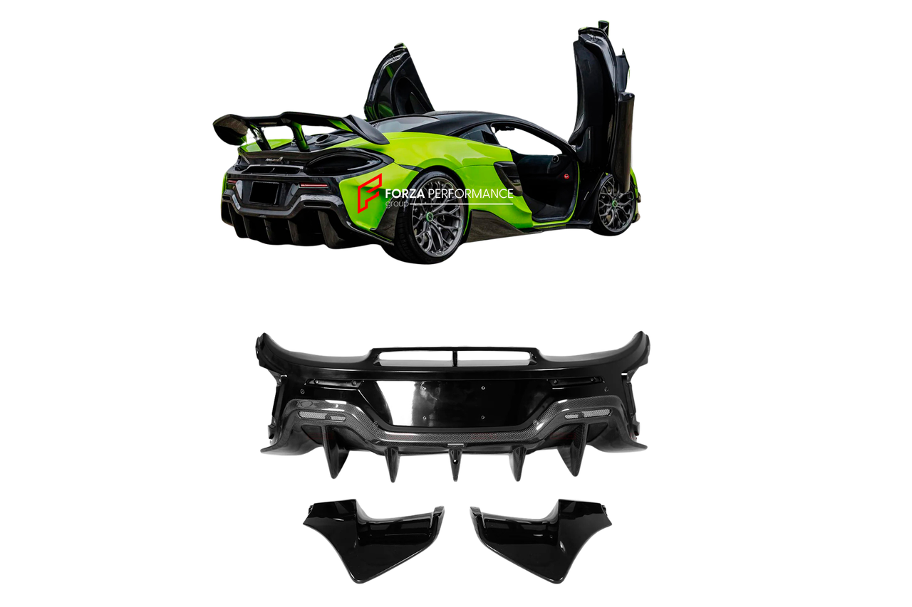 AUTHENTIC DARWINPRO CARBON REAR BUMPER for MCLAREN 600LT 2018 - 2021
Set includes:

Rear Bumper
Material: Carbon

NOTE: Professional installation is required