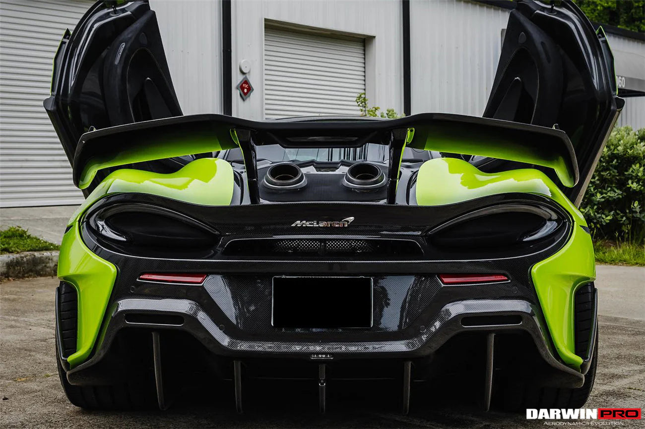 AUTHENTIC DARWINPRO CARBON REAR BUMPER for MCLAREN 600LT 2018 - 2021
Set includes:

Rear Bumper
Material: Carbon

NOTE: Professional installation is required
