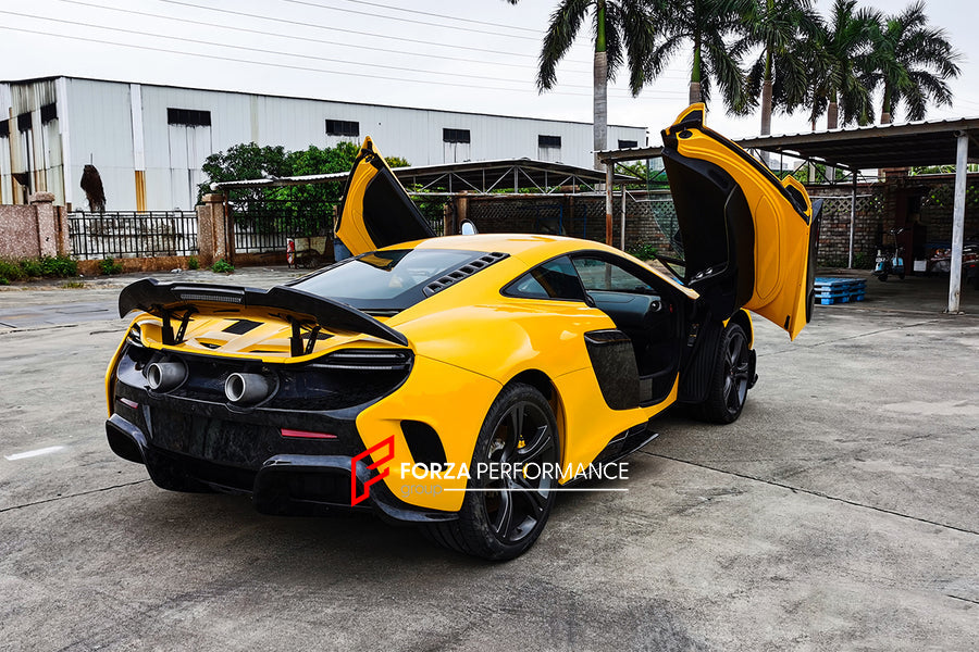 AUTHENTIC DARWINPRO DRY CARBON CONVERSION BODY KIT for MCLAREN 650S 625C MP4-12C 2011 - 2017 to 675LT  Set includes:  Side Skirts Side Fenders Rear Bumper Engine Trunk Rear Spoiler Exhaust Tips