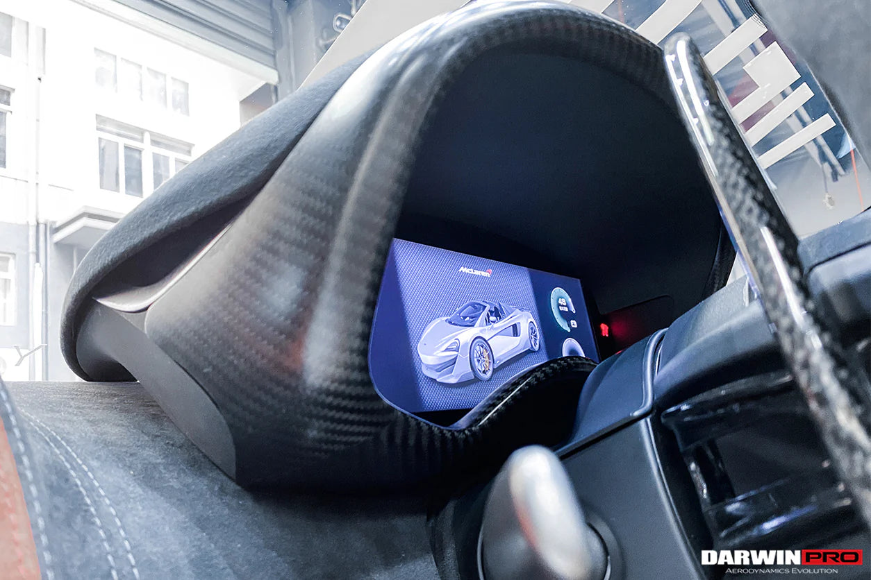 AUTHENTIC DARWINPRO DRY CARBON INSTRUMENT SURROUND PANEL COVER for MCLAREN 540C 570S 570GT 600LT 2015 - 2021
Set includes:

Instrument Surround Panel Cover
Material: Dry Carbon

NOTE: Professional installation is required