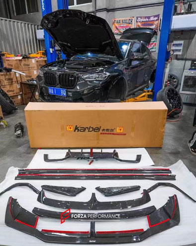 AUTHENTIC KARBEL CARBON FIBER BODY KIT for BMW X4M F98 LCI 2019+  Set includes:  Front Lip Front Splitters Side Skirts Roof Spoiler Rear Spoiler Rear Diffuser