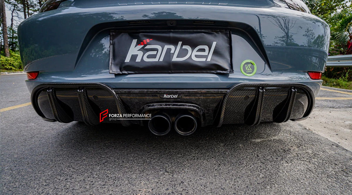 AUTHENTIC KARBEL CARBON REAR DIFFUSER for PORSCHE 718 BOXSTER CAYMAN 982 2016+

Set includes:

Rear Diffuser

Material: Carbon Fiber

Note: Professional installation is required.