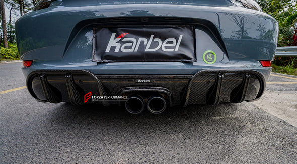 AUTHENTIC KARBEL CARBON REAR DIFFUSER for PORSCHE 718 BOXSTER CAYMAN 982 2016+

Set includes:

Rear Diffuser

Material: Carbon Fiber

Note: Professional installation is required.