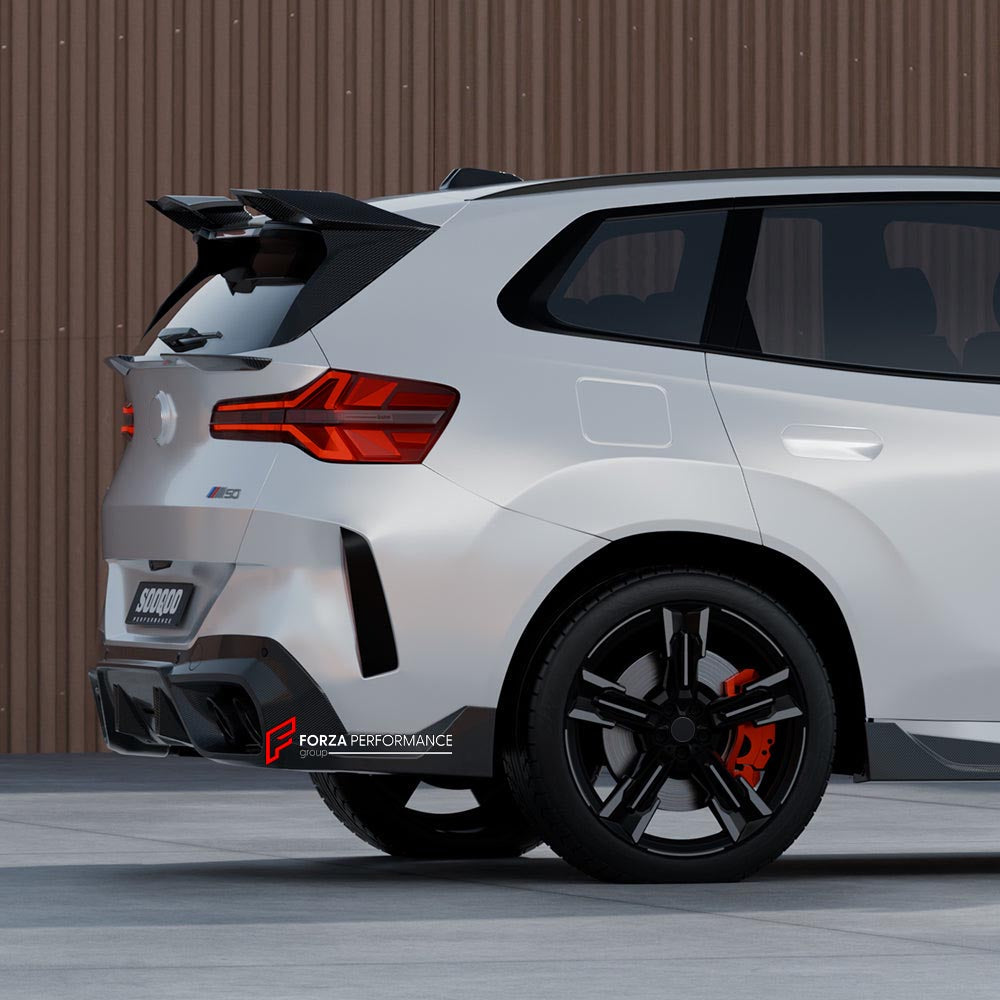 AUTHENTIC SOOQOO CARBON BODY KIT for BMW X3 G45 2025+
Set includes:

Front Lip
Side Skirts
Rear Roof Spoiler
Trunk Lip Spoiler
Rear Window Fins
Rear Bumper Trims
Rear Diffuser
Material: Prepreg Carbon

NOTE: Professional installation is required