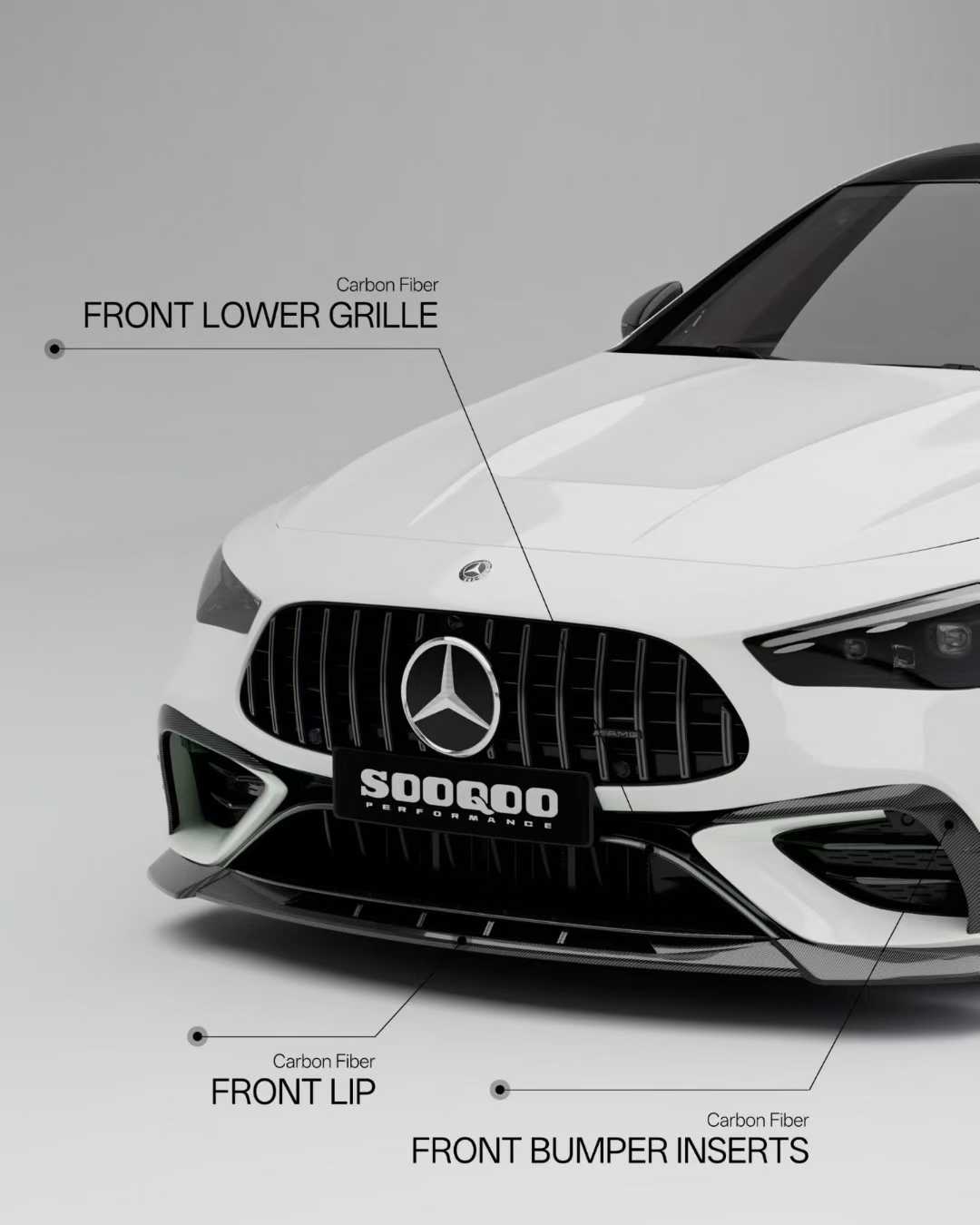 AUTHENTIC SOOQOO CARBON BODY KIT for MERCEDES-BENZ CLE53 AMG COUPE 2025+

Set includes:

Front Lip
Front Bumper Trims
Front Fender Trims
Side Mirror Covers&nbsp;
Side Skirts
Roof Spoiler
Rear Spoiler
Rear Bumper Trims
Rear Diffuser

Material: Carbon Fiber

NOTE: Professional installation is required

Why “Contact Us for Pricing”?

We don’t display fixed prices because our goal is to offer you the most competitive deal possible. Product costs often decrease over time, and by requesting a quote, you’ll receiv