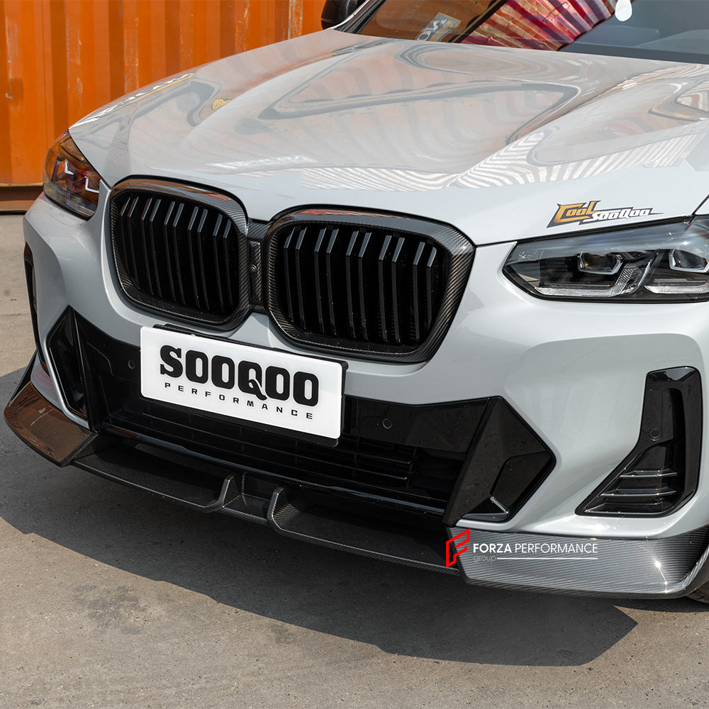 AUTHENTIC SOOQOO CARBON FRONT LIP for BMW X3 G01 LCI 2022-2023 BMW X4 G02 LCI 2022+

Set includes:

Front Lip

Material: Prepreg Carbon

Note: Professional installation is required