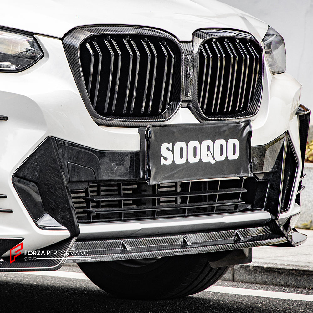 AUTHENTIC SOOQOO CARBON FRONT LIP for BMW X3 G01 LCI 2022-2023 BMW X4 G02 LCI 2022+

Set includes:

Front Lip

Material: Prepreg Carbon

Note: Professional installation is required