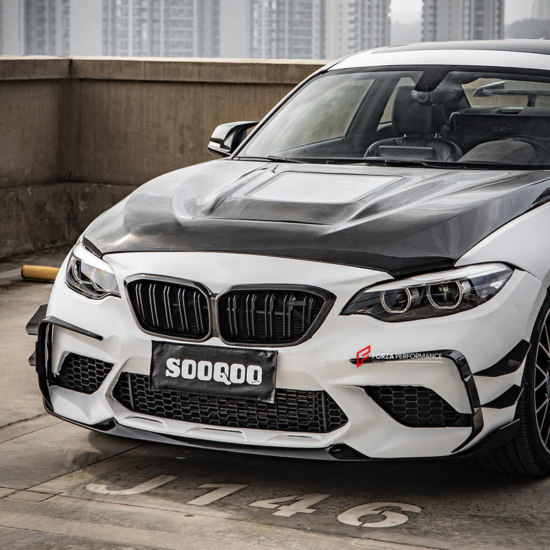AUTHENTIC SOOQOO CARBON FRONT BUMPER CANARDS for BMW M2 F87 2015 - 2021