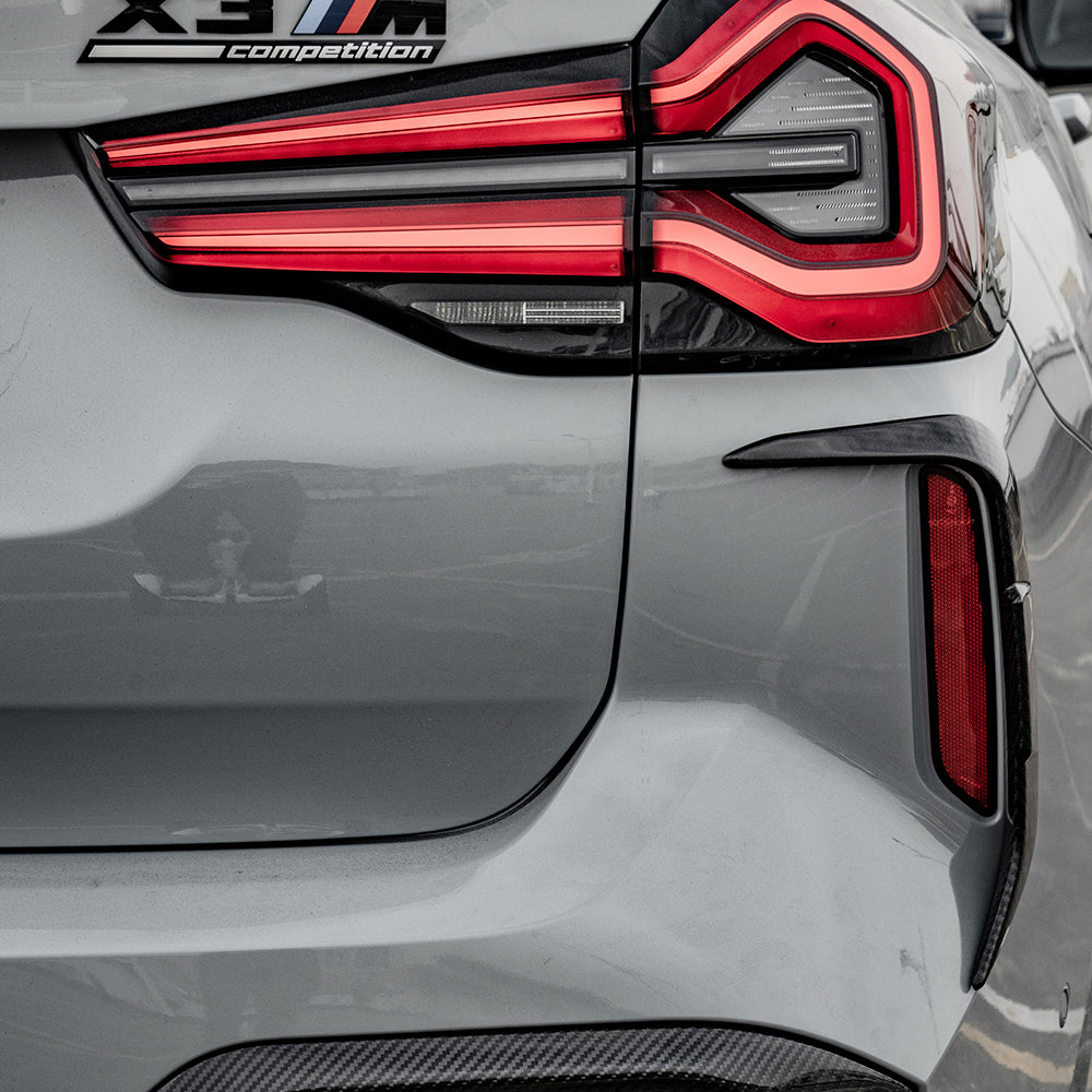 AUTHENTIC SOOQOO CARBON REAR BUMPER CANARDS for BMW X3M F97 LCI 2022+

Set includes:

Rear Bumper Canards

Material: Carbon

Note: Professional installation is required
