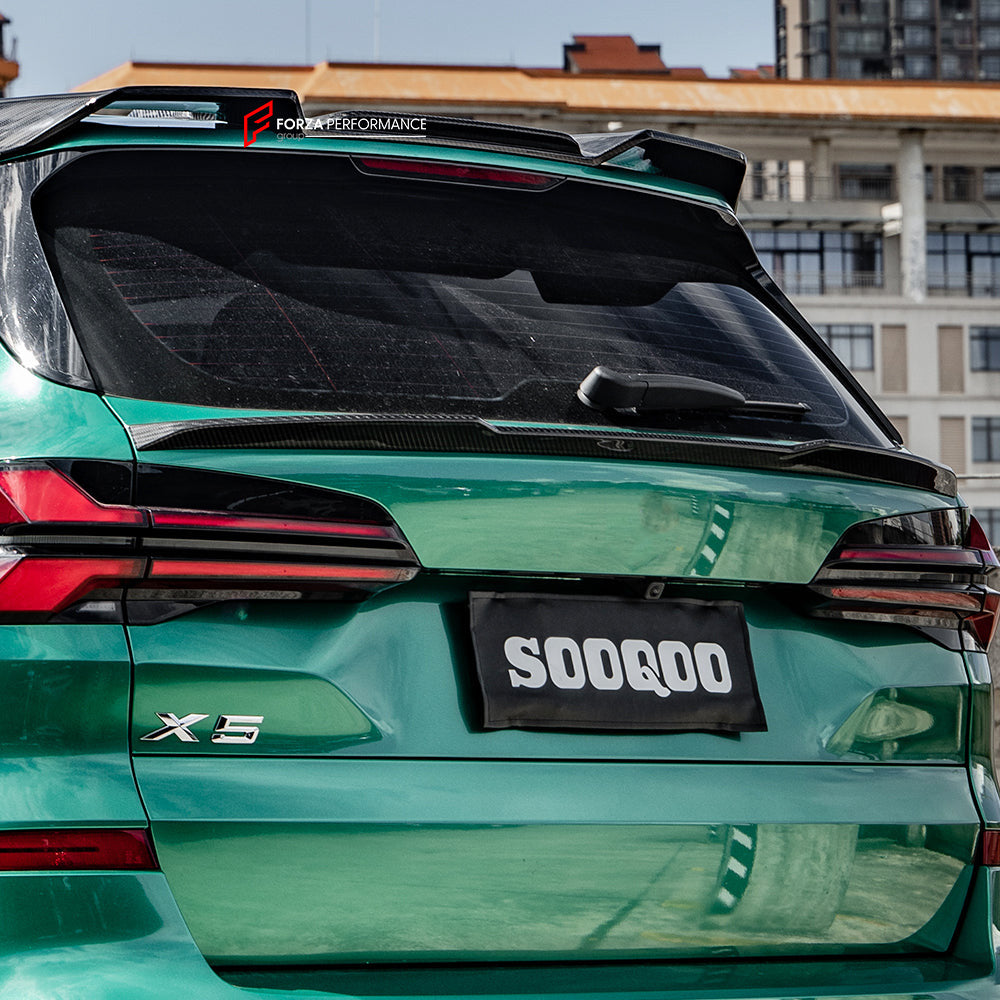 AUTHENTIC SOOQOO CARBON ROOF SPOILER for BMW X5 G05 2019+

Set includes:

Roof Spoiler

Material: Prepreg Carbon

Note: Professional installation is required
