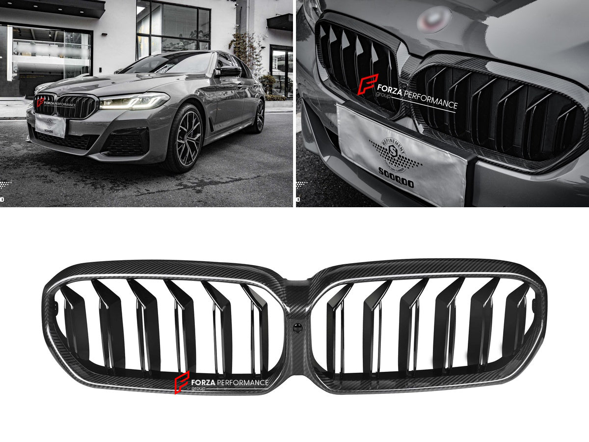 AUTHENTIC SOOQOO DRY CARBON DUAL SLAT FRONT GRILLE for BMW M5 F90 LCI 2021 - 2023 Forza Performance custom fit buy OEM Style