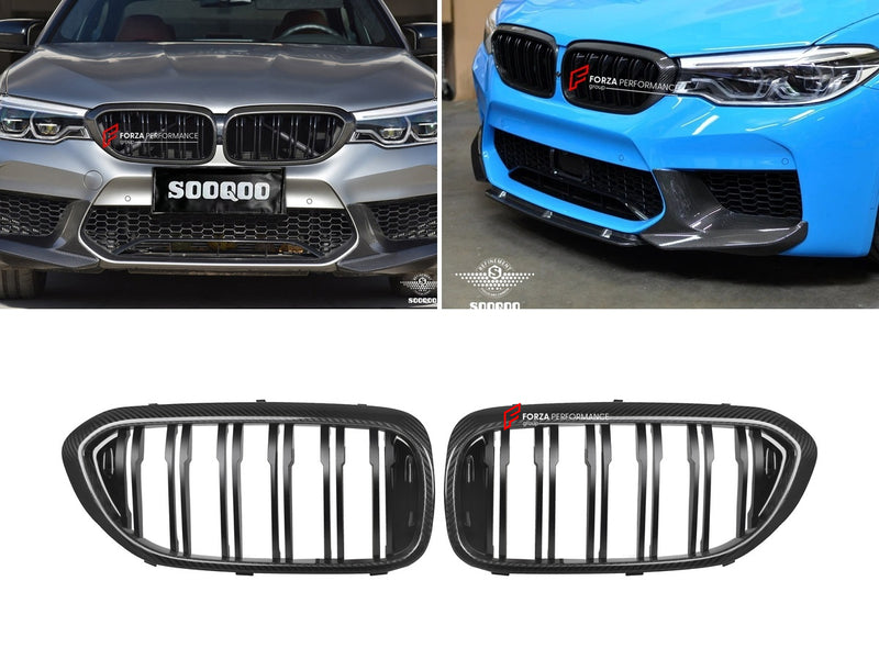 AUTHENTIC SOOQOO DRY CARBON DUAL SLAT FRONT GRILLE for BMW M5 F90 PRE-LCI 2017 - 2020