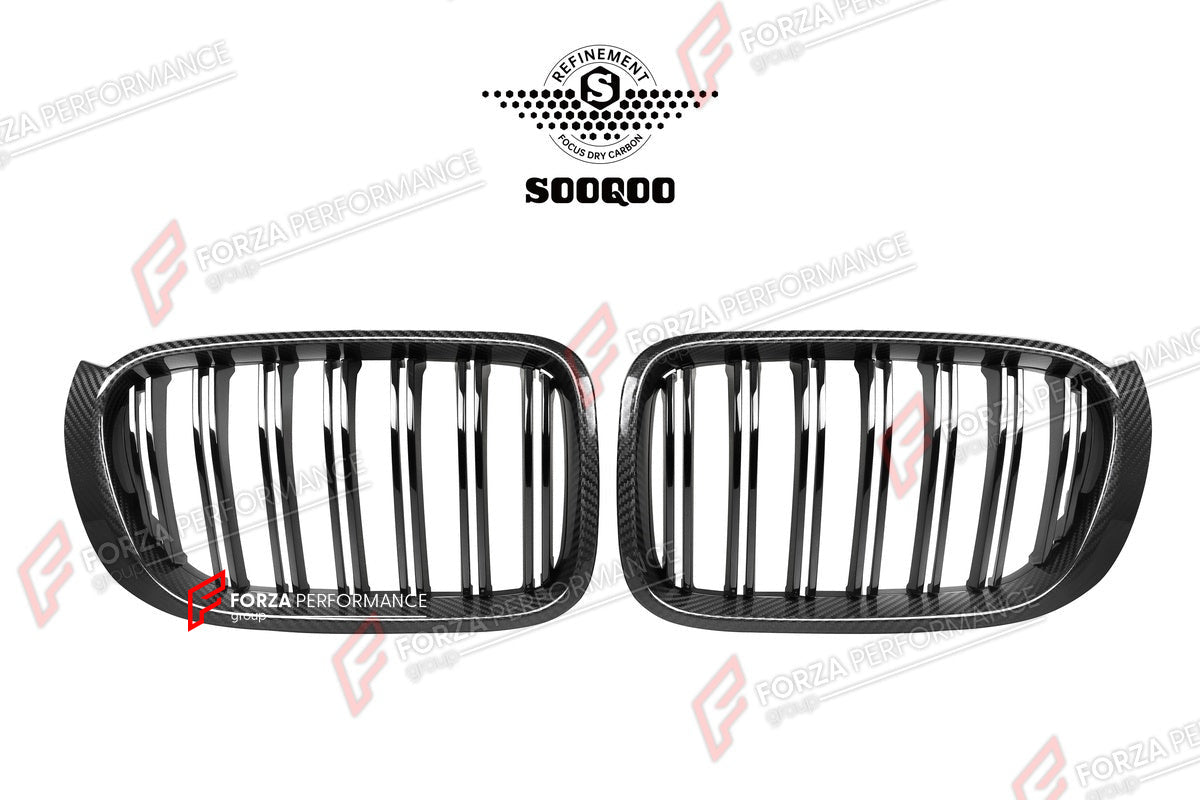 AUTHENTIC SOOQOO DRY CARBON DUAL SLAT FRONT GRILLE for BMW X3 F25 X4 F26 LCI 2014 - 2018 Forza Performance custom fit buy OEM Style