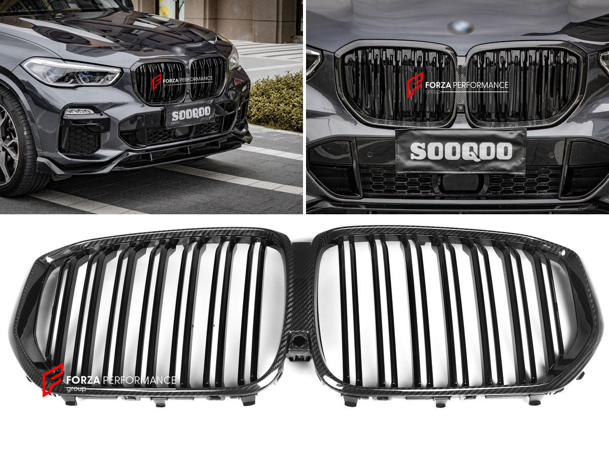AUTHENTIC SOOQOO DRY CARBON DUAL SLAT FRONT GRILLE for BMW X5M F95 PRE-LCI 2019 - 2023 Forza Performance custom fit buy OEM Style