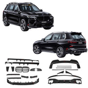 AUTHENTIC SOOQOO DRY CARBON FIBER BODY KIT for BMW X7 G07 LCI 2023+
Set includes:

Front Lip
Front Bumper Air Vent Trims
Front Bumper Side Vent Trims
Front Grille
M Style Side Mirror Covers
Front Fender Trims
Side Door Trims
Side Skirts
Rear Bumper Trims
Rear Diffuser
Roof Spoiler
Rear Spoiler
Material: Dry Carbon

NOTE: Professional installation is required.
