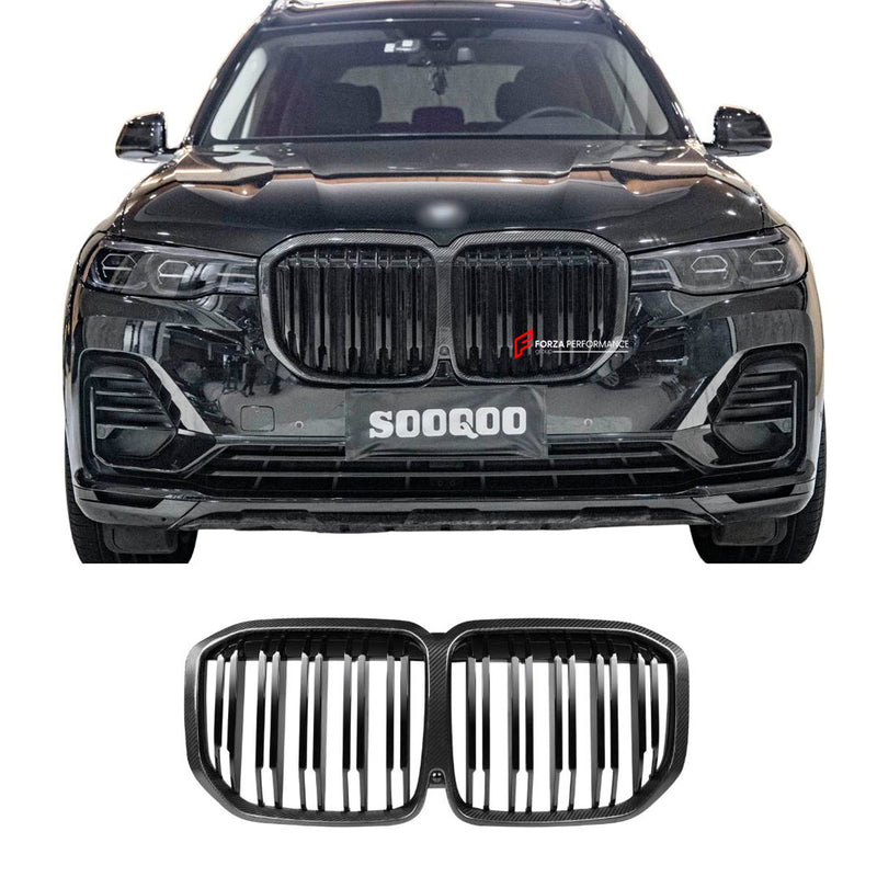 AUTHENTIC SOOQOO DRY CARBON FIBER FRONT GRILLE for BMW X7 G07 2019 - 2022