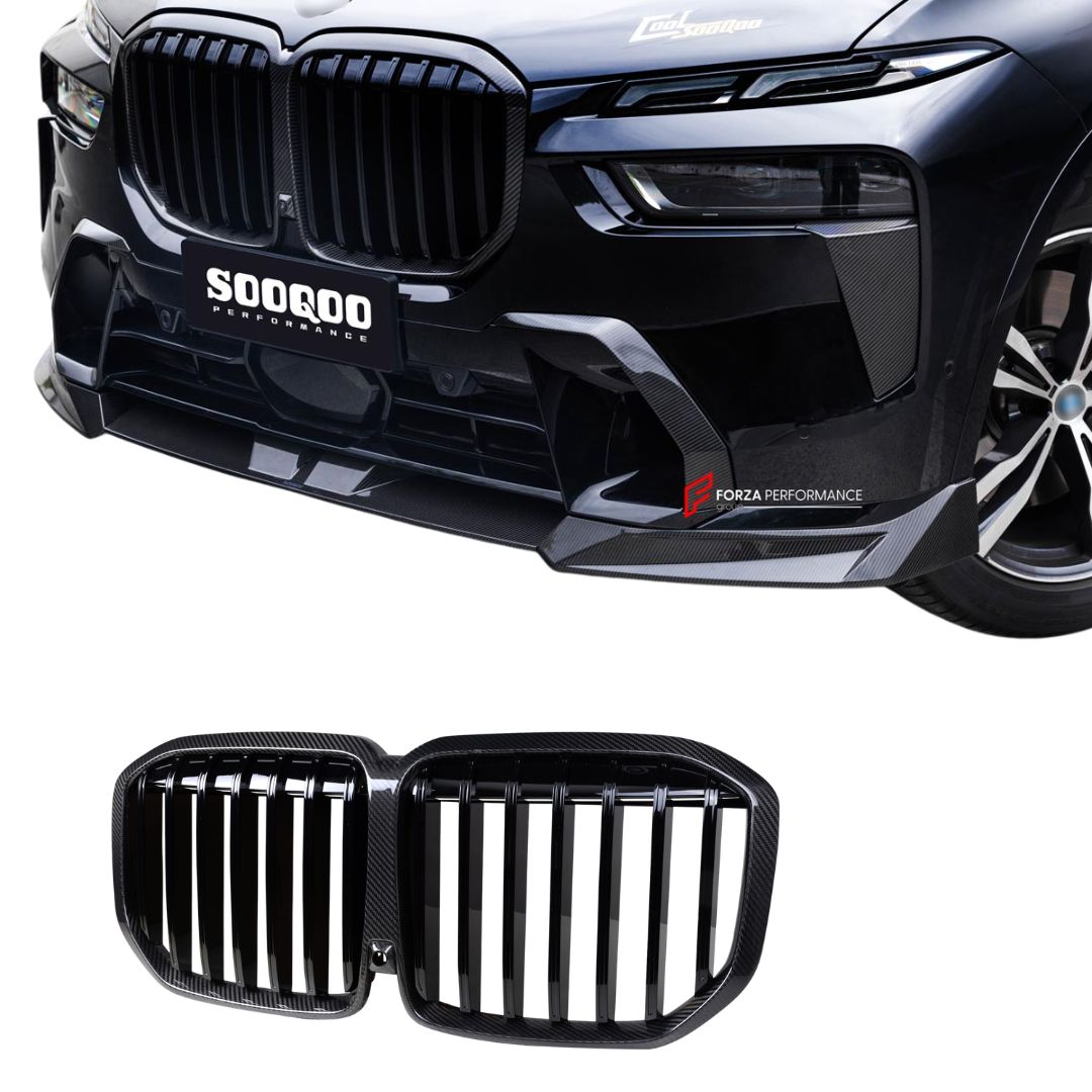AUTHENTIC SOOQOO DRY CARBON FIBER FRONT GRILLE for BMW X7 G07 LCI 2023+
Set includes:

Front Grille
Material: Dry Carbon

NOTE: Professional installation is required.