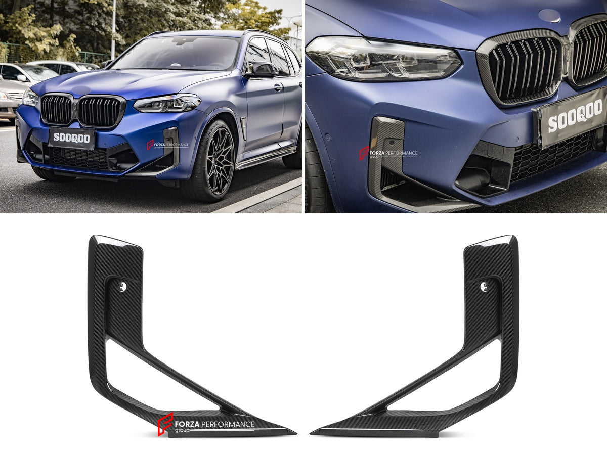 AUTHENTIC SOOQOO DRY CARBON FRONT SIDE VENTS for BMW X3M F97 X4M F98 2019+ Forza Performance custom fit buy OEM Style