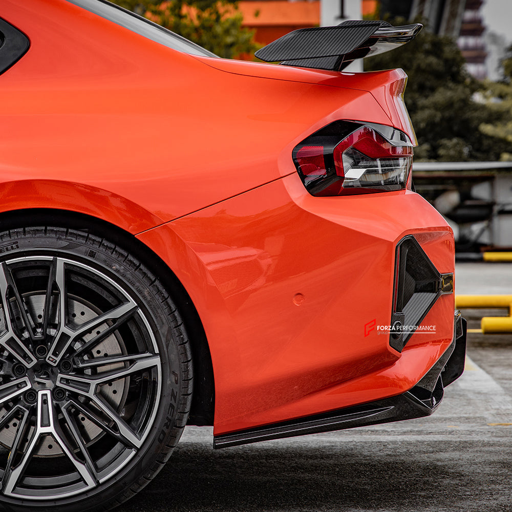 AUTHENTIC SOOQOO DRY CARBON REAR BUMPER TRIMS for BMW M2 G87 2023+

Set includes:

Rear Bumper Trims

Material: Prepreg Carbon

Note: Professional installation is required