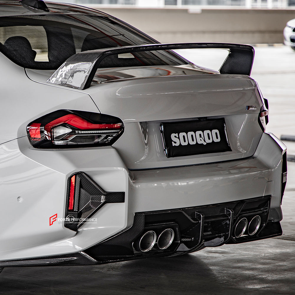 AUTHENTIC SOOQOO DRY CARBON REAR BUMPER TRIMS for BMW M2 G87 2023+

Set includes:

Rear Bumper Trims

Material: Prepreg Carbon

Note: Professional installation is required