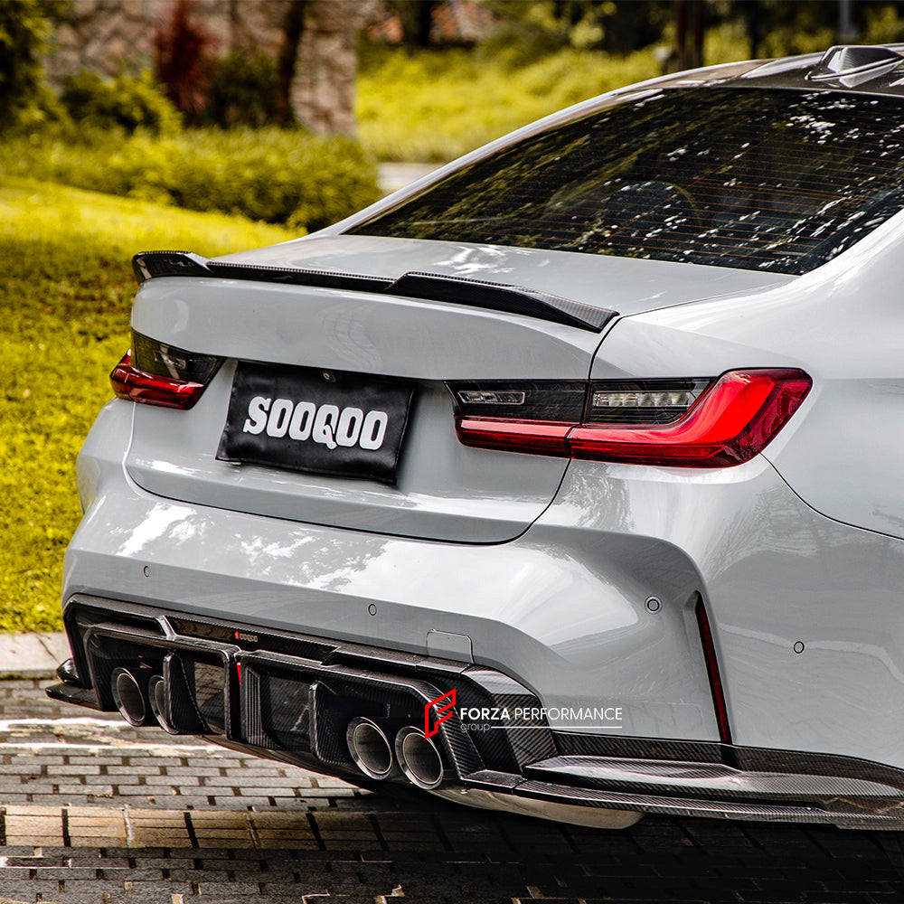 AUTHENTIC SOOQOO DRY CARBON REAR DIFFUSER with BRAKE LIGHT for BMW M3 ...