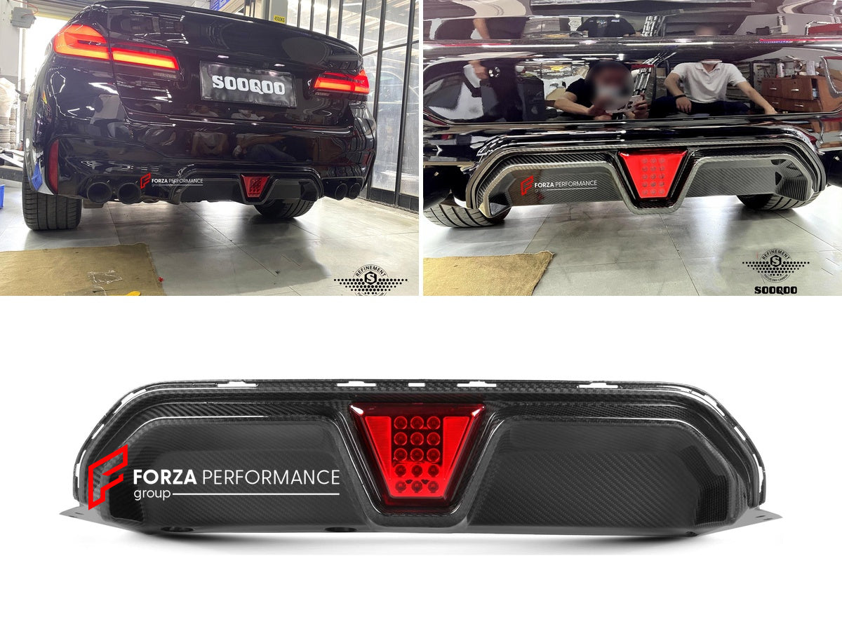 AUTHENTIC SOOQOO DRY CARBON REAR DIFFUSER WITH BRAKE LIGHT for BMW M5 F90 LCI 2021 - 2023 Forza Performance custom fit buy CS Style