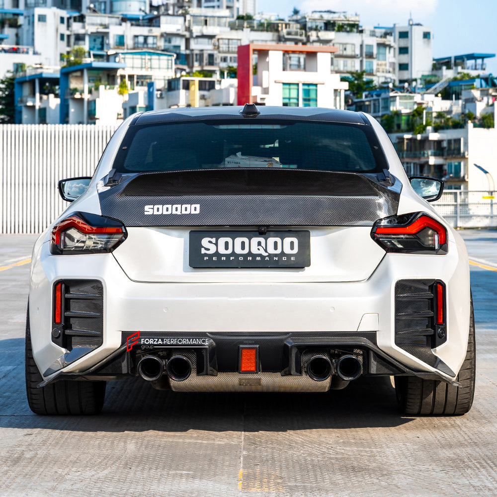 AUTHENTIC SOOQOO DRY CARBON REAR DIFFUSER with BREAK LIGHT for BMW M2 G87 2023+

Set includes:

Rear Diffuser

Material: Prepreg Carbon

Note: Professional installation is required