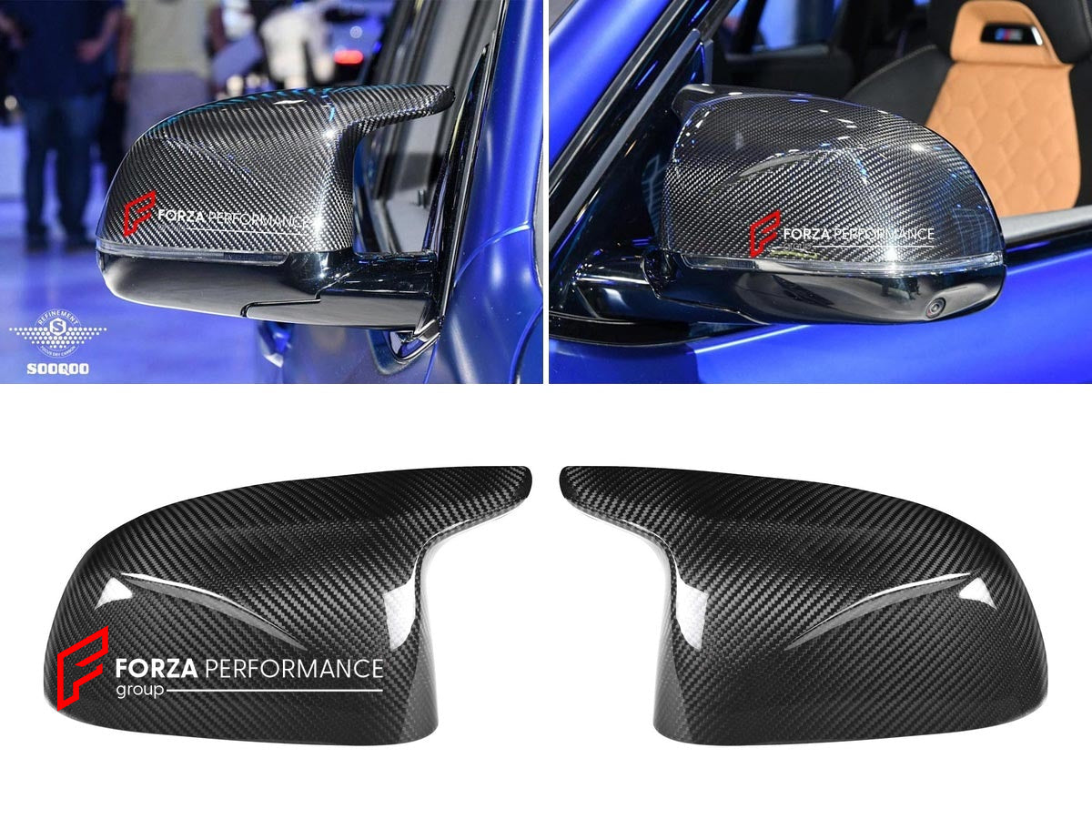 AUTHENTIC SOOQOO DRY CARBON SIDE MIRROR COVERS for BMW X5M F95 PRE-LCI 2019 - 2023 Forza Performance custom fit buy OEM Style