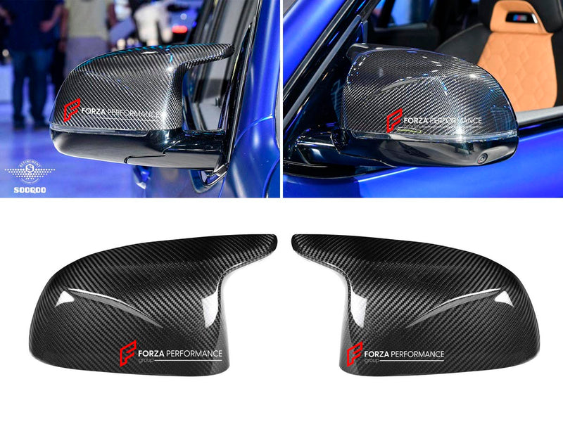 AUTHENTIC SOOQOO DRY CARBON SIDE MIRROR COVERS for BMW X6M F96 PRE-LCI 2020 - 2023