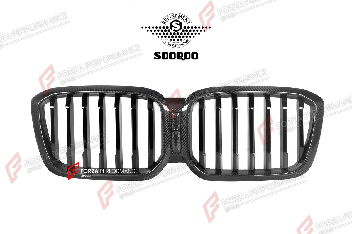 AUTHENTIC SOOQOO DRY CARBON SINGLE SLAT FRONT GRILLE for BMW X3 G01 X4 G02 LCI 2022+ Forza Performance custom fit buy OEM Style
