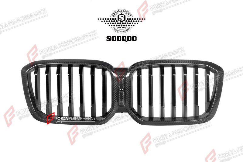 AUTHENTIC SOOQOO DRY CARBON SINGLE SLAT FRONT GRILLE for BMW X3 G01 X4 G02 LCI 2022+