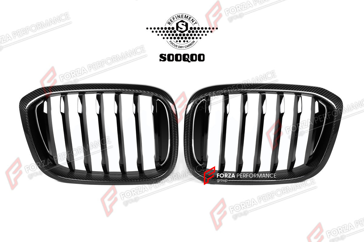 AUTHENTIC SOOQOO DRY CARBON SINGLE SLAT FRONT GRILLE for BMW X3 G01 X4 G02 PRE-LCI 2019 - 2021 Forza Performance custom fit buy OEM Style