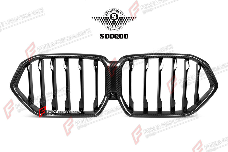 AUTHENTIC SOOQOO DRY CARBON SINGLE SLAT FRONT GRILLE for BMW X6 G06 PRE-LCI 2020 - 2023