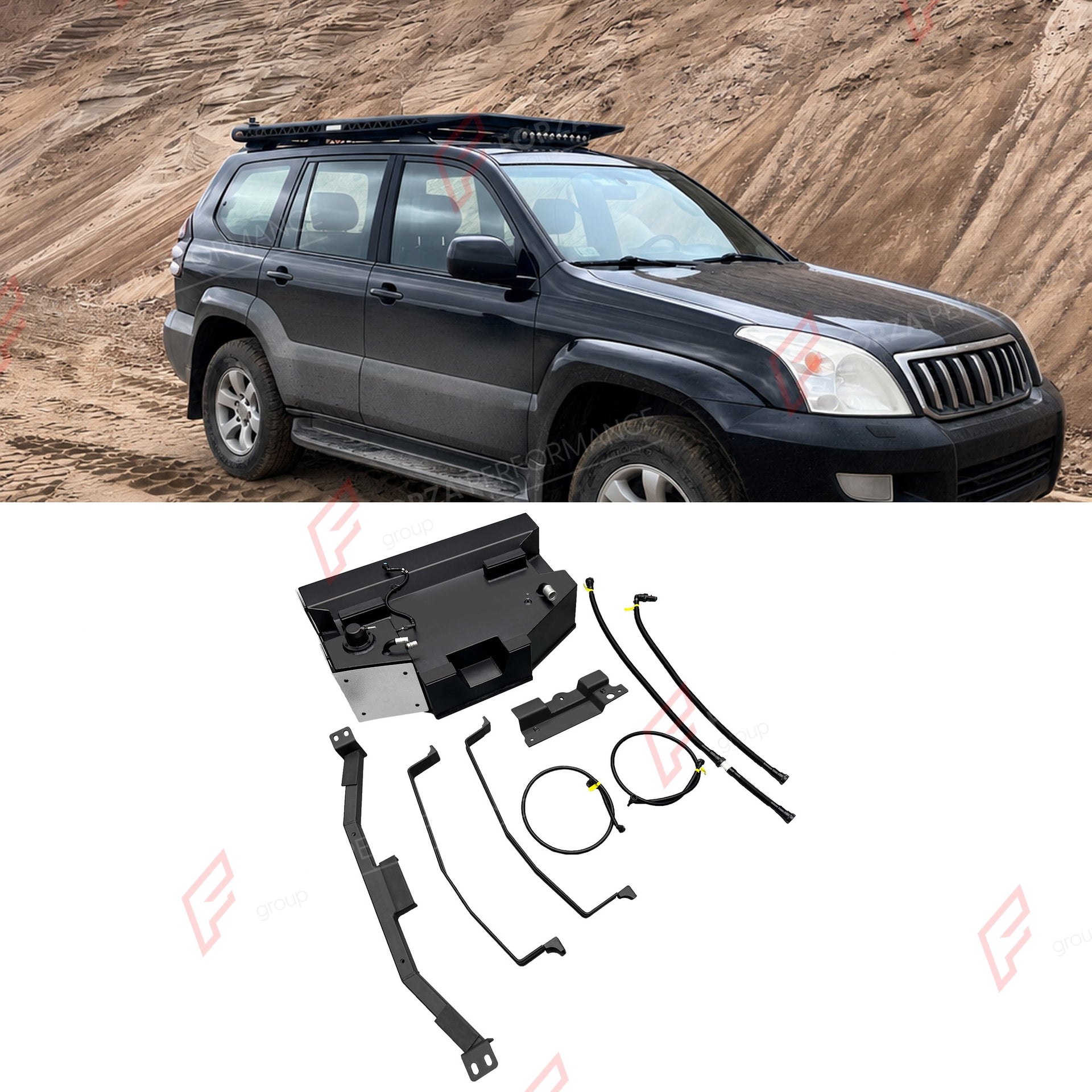 AUXILIARY LONG RANGE FUEL TANK SYSTEM 95L (EXTRA 25 GAL) EXTENDED RANGE for TOYOTA LAND CRUISER PRADO LC120 2.7L PETROL 2003-2009