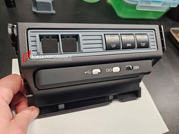 AUXILIARY UPFITTER SWITCH PANEL for TOYOTA LAND CRUISER 250 LC 250 2023+

Set includes:

Switch Panel

Material: Plastic.

Note: Professional installation is required.