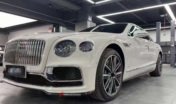 DRY CARBON BODY KIT W12 STYLE for BENTLEY FLYING SPUR 2020+  Set includes:  Carbon front lip Carbon side skirts Carbon rear diffuser Carbon rear spoiler