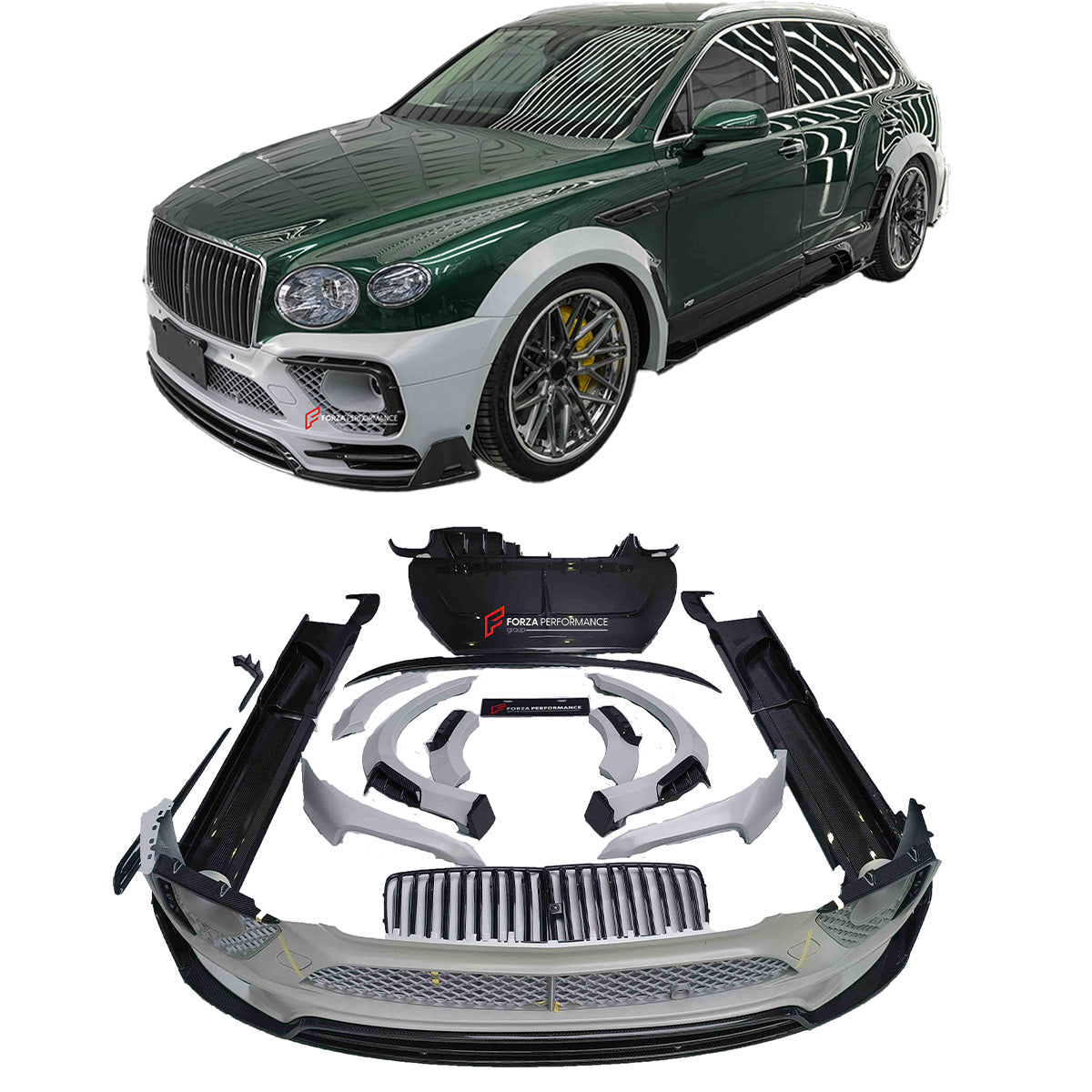 WIDE CARBON BODY KIT FOR BENTLEY BENTAYGA W12 2020+

Set includes:

Front bumper assembly
Hood / Bonnet
Carbon Mirror Covers
Front Fender Flares
Side Skirts
Roof Spoiler
Rear Spoiler
Rear Fender Flares
Rear Bumper Assembly

Rear Diffuser

Material: Dry carbon

NOTE: Professional installation is required.

Payment ►
Visa

Mastercard

PayPal with a credit card (add 4.4% at checkout)
Payoneer
Cryptocurrency
Shipment ►
By express DHL/UPS/TNT/FedEx
To the local international airport
Special line by air
Special l