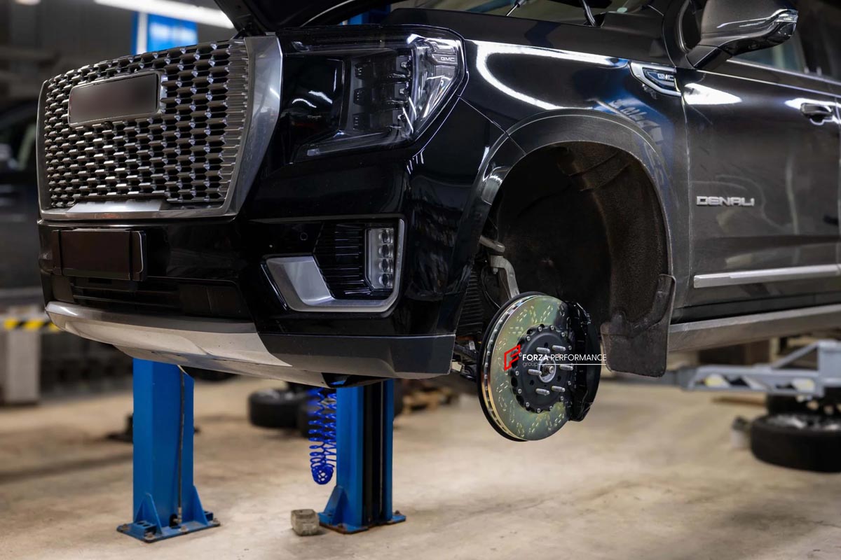 BIG BRAKE KIT for GMC YUKON DENALI 2021 - 2024

Forza Performance Group offers various types of big brake kits, all types of aftermarket brake calipers, as well as genuine original brands of all types, such as AP Racing, Brembo, Akebono, AMG, M Performance, Audi, Porsche, Lamborghini, Toyota TRD, etc.

Current set includes:

2x 6 Pot Front Brake Calipers

2x 4 pot Rear Brake Calipers
2x Electronic Parking Brakes
2x Front Brake Discs 430 mm
2x Rear Brake Discs 410 mm
2x Brake Caliper Adapters
2x Brake Pads

