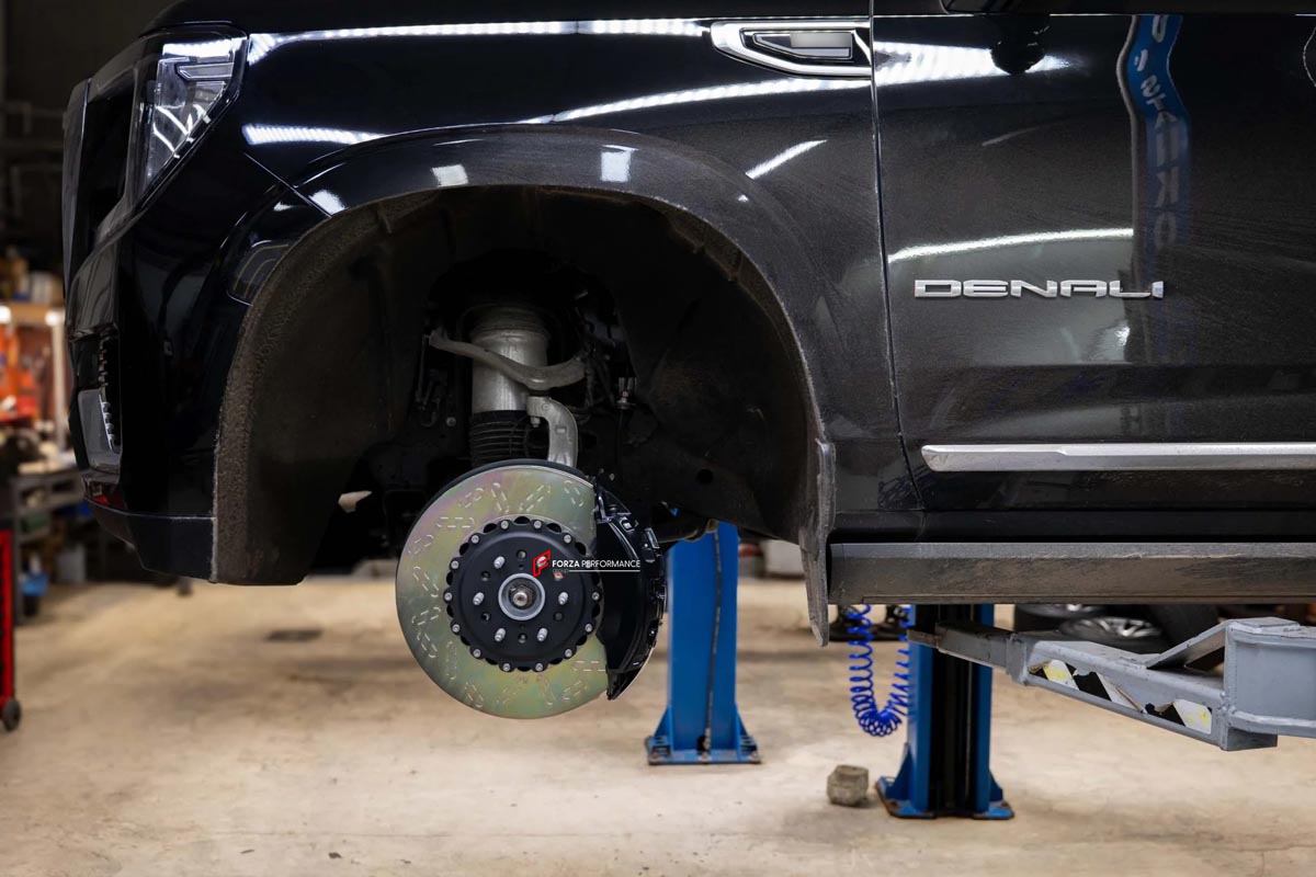 BIG BRAKE KIT for GMC YUKON DENALI 2021 - 2024

Forza Performance Group offers various types of big brake kits, all types of aftermarket brake calipers, as well as genuine original brands of all types, such as AP Racing, Brembo, Akebono, AMG, M Performance, Audi, Porsche, Lamborghini, Toyota TRD, etc.

Current set includes:

2x 6 Pot Front Brake Calipers

2x 4 pot Rear Brake Calipers
2x Electronic Parking Brakes
2x Front Brake Discs 430 mm
2x Rear Brake Discs 410 mm
2x Brake Caliper Adapters
2x Brake Pads

