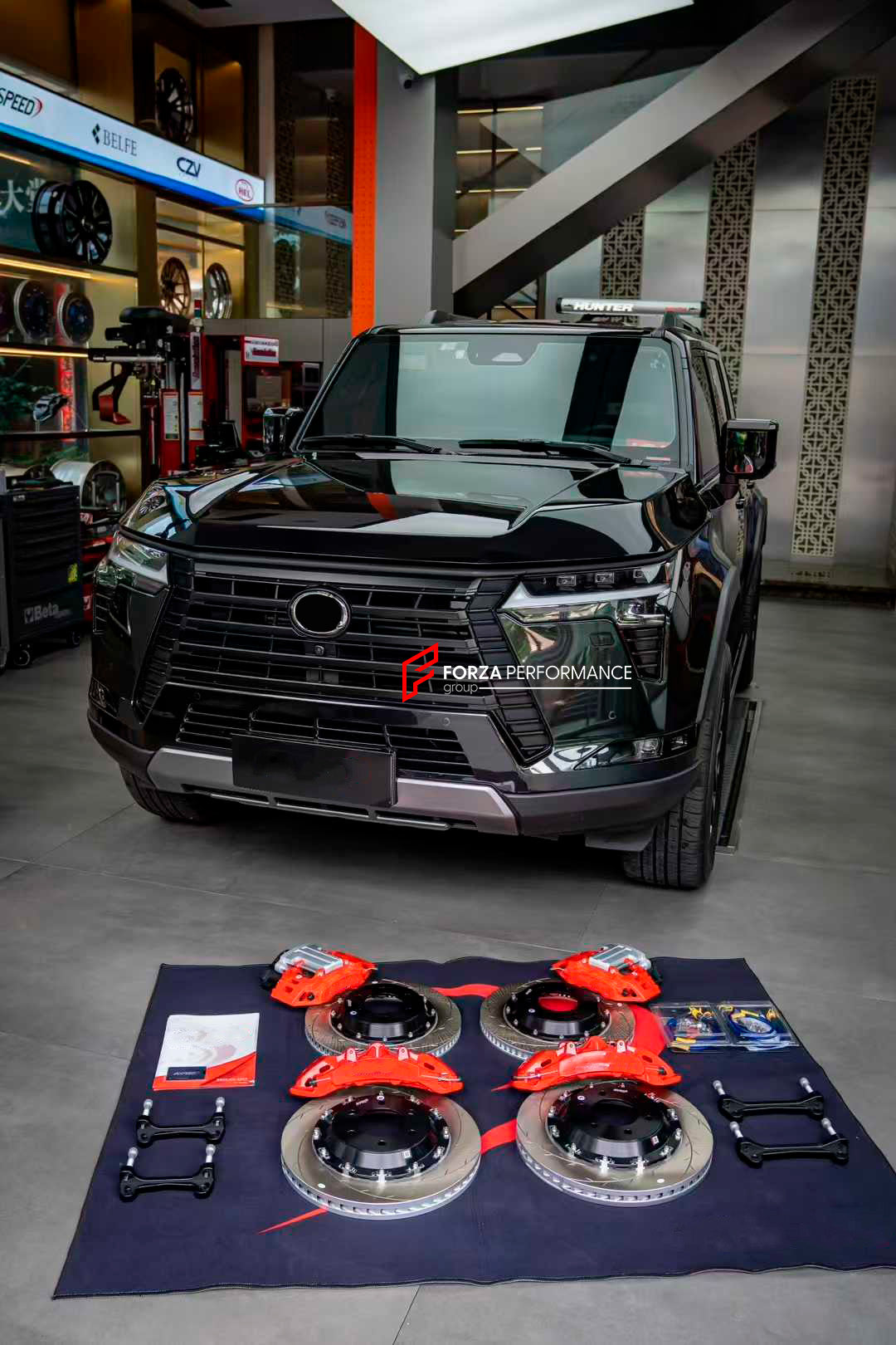 BIG BRAKE KIT for LEXUS GX550 2023+

Forza Performance Group offers various types of big brake kits, all types of aftermarket brake calipers, as well as genuine original brands of all types, such as AP Racing, Brembo, Akebono, AMG, M Performance, Audi, Porsche, Lamborghini, Toyota TRD, etc.

Current set includes:

2x 8 pot Front Brake Calipers
2x 4 pot Rear Brake Calipers with EPB

2x Front Brake Discs 405 mm

2x Rear Brake Discs 380 mm
4x Brake Caliper Adapters
4x Brake Pads