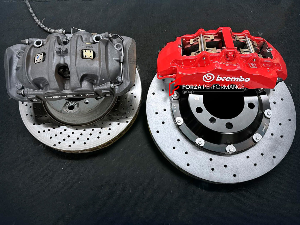BIG BRAKE KIT for PORSCHE 911 992.1 2019 - 2025

Forza Performance Group offers various types of big brake kits, all types of aftermarket brake calipers, as well as genuine original brands of all types, such as AP Racing, Brembo, Akebono, AMG, M Performance, Audi, Porsche, Lamborghini, Toyota TRD, etc.

Material: Carbon Ceramic

Current set includes:

Authentic Brembo GT8 Front Brake Calipers
Authentic Brembo GT4 Rear Brake Calipers
2x Front Brake Discs 380 mm

2x Rear Brake Discs 380 mm
4x Brake Caliper Ad
