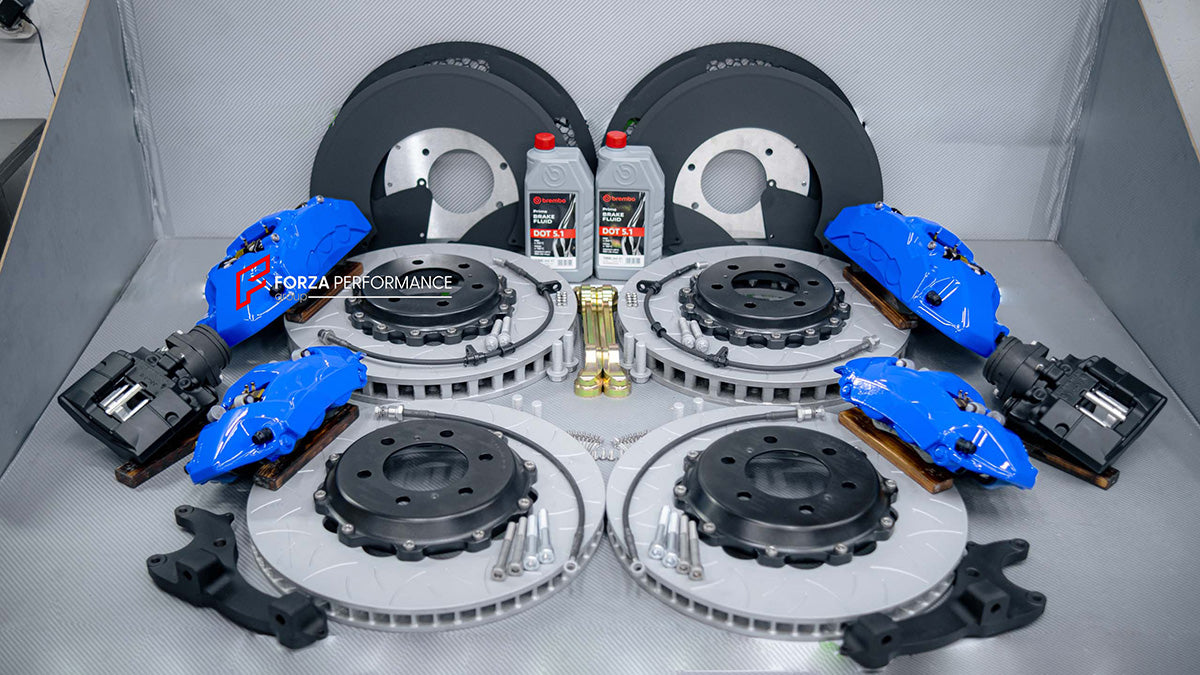 BIG BRAKE KIT for TOYOTA SEQUOIA 2022+

Forza Performance Group offers various types of big brake kits, all types of aftermarket brake calipers, as well as genuine original brands of all types, such as AP Racing, Brembo, Akebono, AMG, M Performance, Audi, Porsche, Lamborghini, Toyota TRD, etc.

Current set includes:

2x 6 Pot Front Brake Calipers

2x 4 pot Rear Brake Calipers
2x Front Brake Discs 420 mm
2x Rear Brake Discs 410 mm
2x Brake Caliper Adapters
2x Brake Pads

PLEASE INCLUDE YOUR VIN, MODEL AND YE