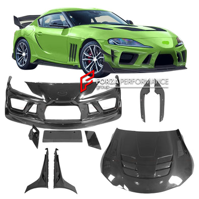 BKSS II CARBON BODY KIT FOR TOYOTA SUPRA A90 A91 2019+  Set includes:  Front Lip Front Canards Front Bumper Hood Side Skirts