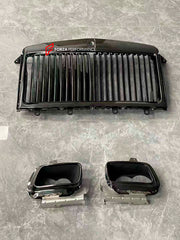 BLACK BADGE UPGRADE for ROLLS ROYCE CULLINAN 2018 - 2024

Set includes:

Front Bumper Trims
Grille
Grille Cover
Black Emblem Badges
Spirit of Extasy
Side Logo Covers
Trunk Molding
Exhaust Tips
Wheels

Material: Plastic