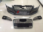 BODY KIT W12 STYLE FOR AUDI A8 D4 2013-2018  Set includes:  Front Bumper assembly Rear Diffuser Exhaust catback Material: Plastic PP 