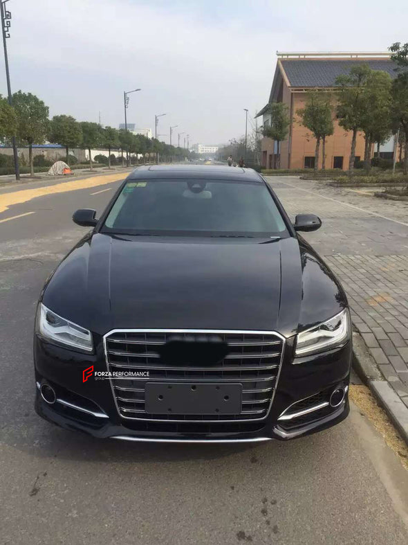 BODY KIT W12 STYLE FOR AUDI A8 D4 2013-2018  Set includes:  Front Bumper assembly Rear Diffuser Exhaust catback Material: Plastic PP 